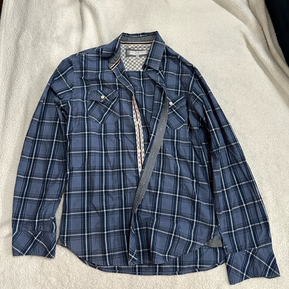 Blue plaid button down